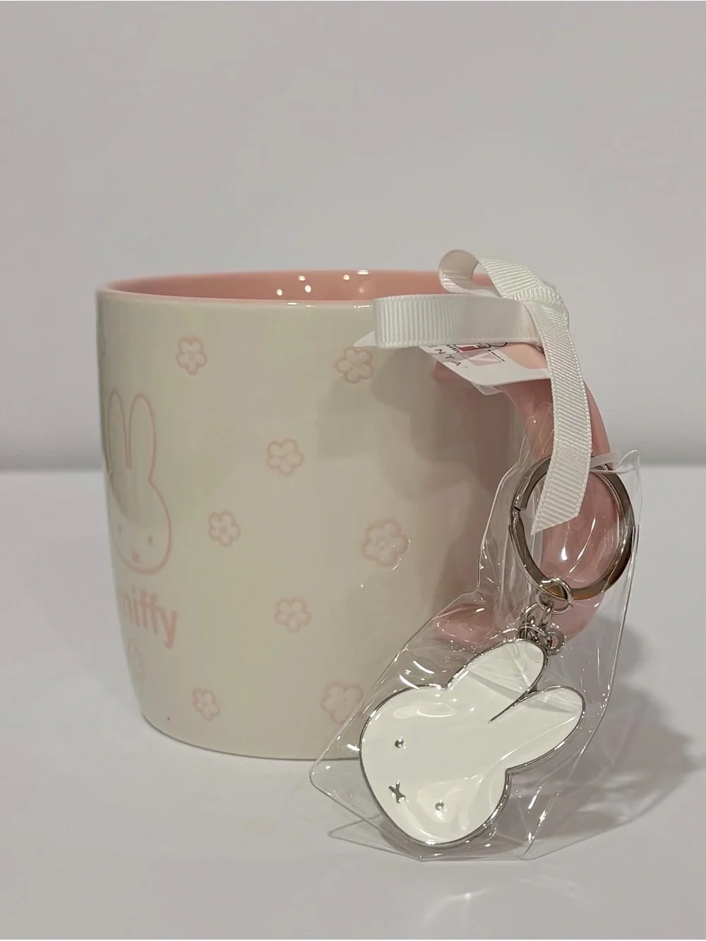 Miffy Pink and Cream Ceramic Coffee Mug with Matching Keychain